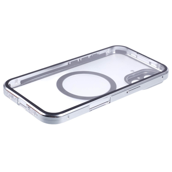 Μαγνητική θήκη MagSafe Dual Glass για iPhone 16, ασημένια