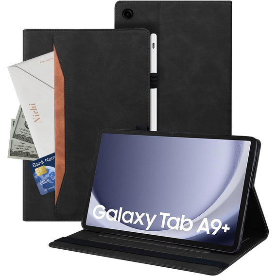 θήκη για Samsung Galaxy Tab A9+, Classic, με υποδοχή γραφίδας, μαύρη