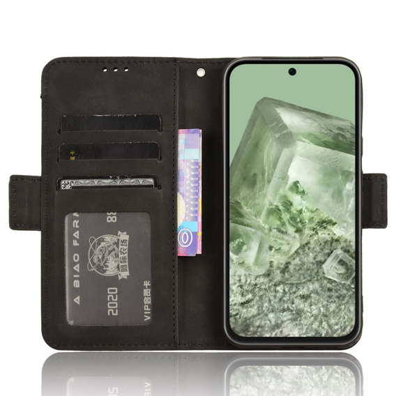 Θήκη με πτερύγιο για Google Pixel 8A, Card Slot, μαύρη