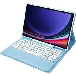 Θήκη + πληκτρολόγιο Samsung Galaxy Tab S9+, Leather Pen Slot, γαλάζια