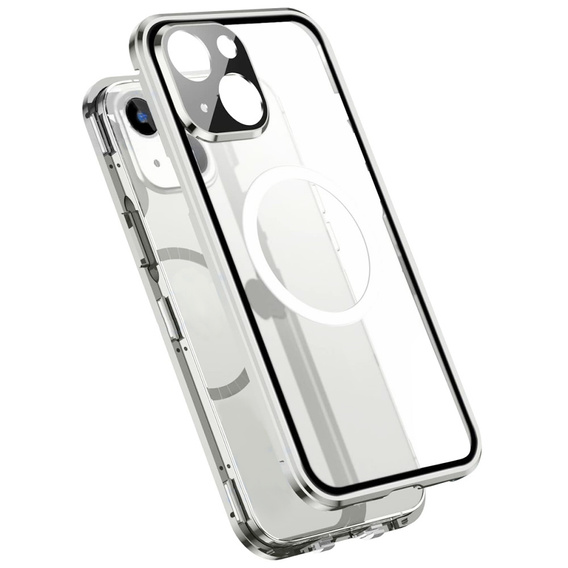 Μαγνητική θήκη MagSafe Dual Glass για iPhone 14 Plus, ασημένια