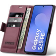 Θήκη για Samsung Galaxy S25 FE, ERBORD Glossy Litchi, πορτοφόλι με πτερύγιο, κόκκινη