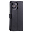 θήκη πτερύγιο για iPhone 16 Pro Max, Rhombus Crossbody Leather, μαύρη