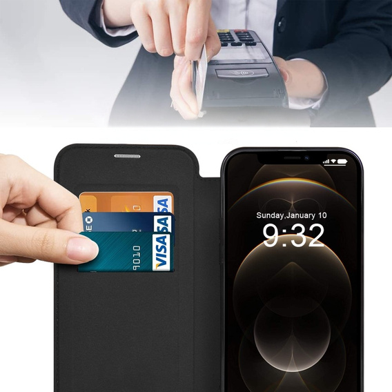 Θήκη με πτερύγιο για iPhone 12 Pro, RFID Wallet MagSafe CamShield, μαύρη