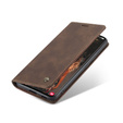 θήκη CASEME για Samsung Galaxy S21 FE, Leather Wallet Case, καφές