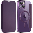 Θήκη με πτερύγιο για iPhone 15, RFID Wallet MagSafe CamShield, μωβ