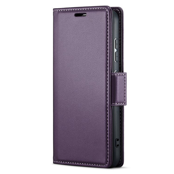 Θήκη για Xiaomi Redmi Note 13 5G, ERBORD Glossy Litchi, πορτοφόλι με πτερύγιο, μωβ