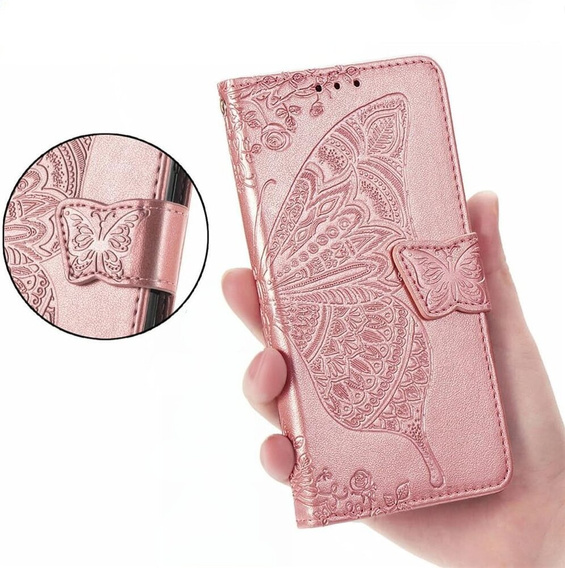 Θήκη με πτερύγιο για T Phone 2 Pro 5G, Butterfly, ροζ rose gold