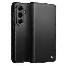 Δερμάτινη θήκη με πτυσσόμενο κάλυμμα Wallet Qialino για Samsung Galaxy S26 Plus, μαύρη