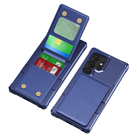 Θήκη για Samsung Galaxy S25 Ultra, Card Holder Kickstand, σκούρο μπλε