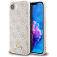 GUESS Θήκη για iPhone 16E, 4G Metal Gold Logo, ροζ