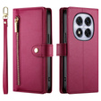 Θήκη με πτερύγιο για Xiaomi Redmi Note 14 Pro 5G / Poco X7 5G, Wallet Zipper Pocket, κόκκινη