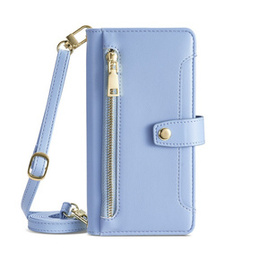 Θήκη με πτερύγιο για iPhone 15 Pro, Wallet Zipper Pocket, μπλε