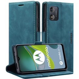 Θήκη για Motorola Moto E13 4G, ERBORD Vintage, πορτοφόλι με πτερύγιο, μπλε