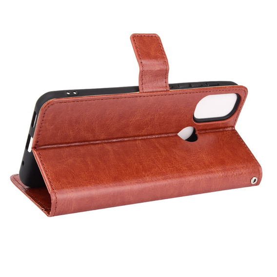 Θήκη με πτερύγιο για Motorola Moto E20/E30/E40, Crazy Horse Wallet, καφέ