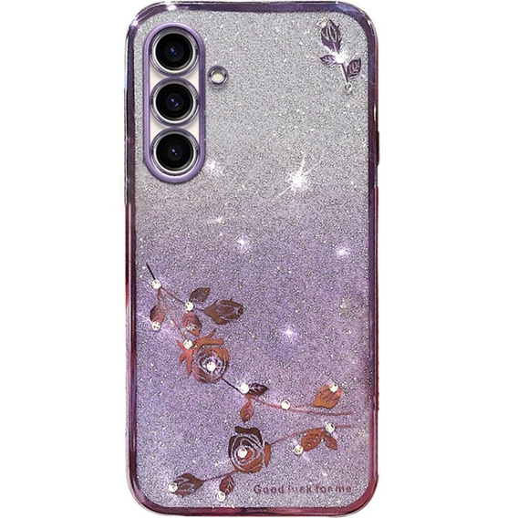 Θήκη για Samsung Galaxy A54, Glitter Flower, μωβ