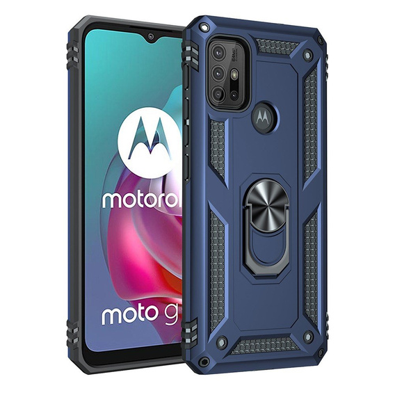 θωρακισμένη θήκη για Motorola Moto G10/G30, Nox Case Ring, μπλε