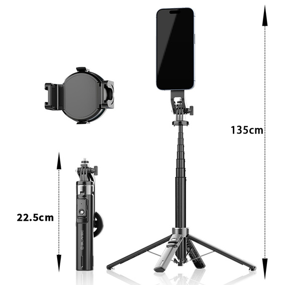 Blavec Fusion P06 - selfie stick αλουμινίου με MagSafe, τρίποδο και τηλεχειριστήριο