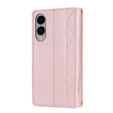 θήκη πτερύγιο για Samsung Galaxy S25 Edge, Rhombus Crossbody Leather, ροζ rose gold