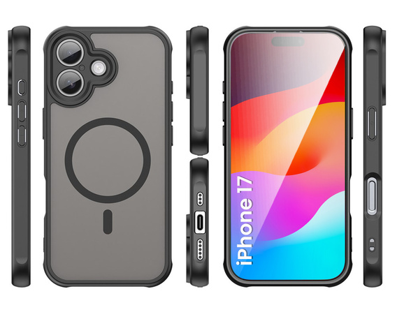 Θήκη για iPhone 17, για MagSafe, με προστασία κάμερας, χρωματιστή με μαύρο περίγραμμα