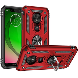 θωρακισμένη θήκη για Motorola Moto G7 Power, Nox Case Ring, κόκκινη