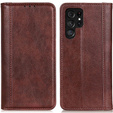 Θήκη για Samsung Galaxy S23 Ultra, Wallet Litchi Leather, καφέ