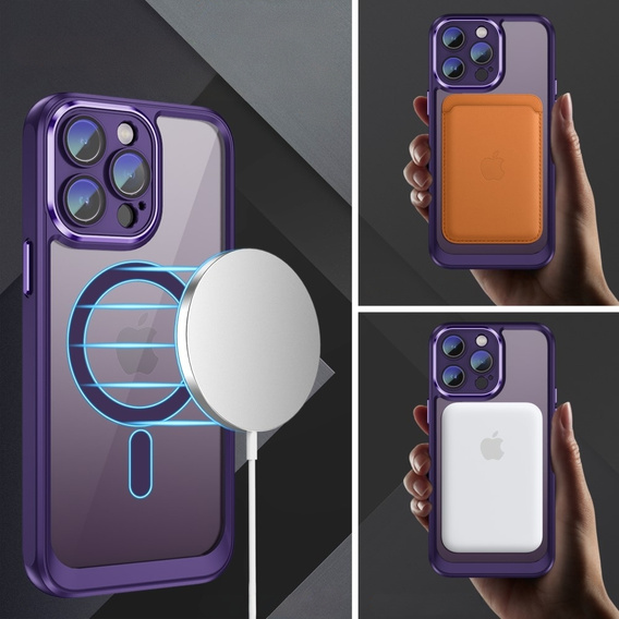 Θήκη για iPhone 15 Pro, ERBORD Impact Guard, MagSafe, σκούρο μωβ