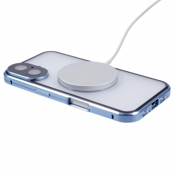 Μαγνητική θήκη MagSafe Dual Glass για iPhone 16, μπλε
