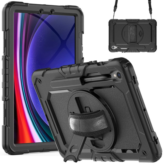 Θωρακισμένη θήκη για Samsung Galaxy Tab S10 Lite / S10 FE / S9 FE, προστατευτική 360 με χώρο για γραφίδα, μαύρη