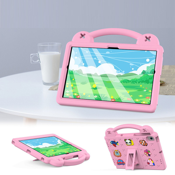 Παιδική θήκη για Samsung Tab A8 10.5 X200 / X205, Cute Patterns, με βάση, ροζ