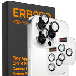 2x ERBORD OPTIK Pro μετριασμένο γυαλί για κάμερα iPhone 16 Pro/16 Pro Max / 15 Pro/15 Pro Max/14 Pro/14 Pro Max, μαύρη