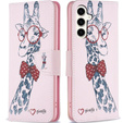 Θήκη με πτερύγιο για Samsung Galaxy S23 FE, Wallet, Giraffe ροζ