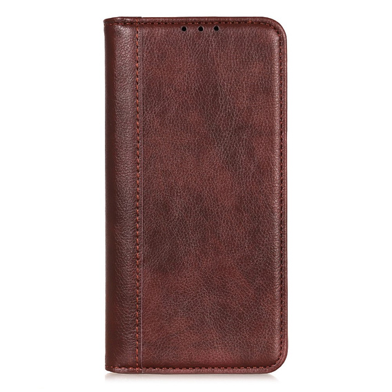 Θήκη για Samsung Galaxy S25 Ultra, Wallet Litchi Leather, καφέ