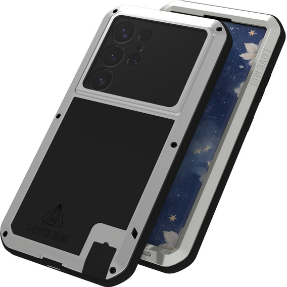 Love Mei Θήκη για Samsung Galaxy S25 Ultra, armored with glass, γκρι