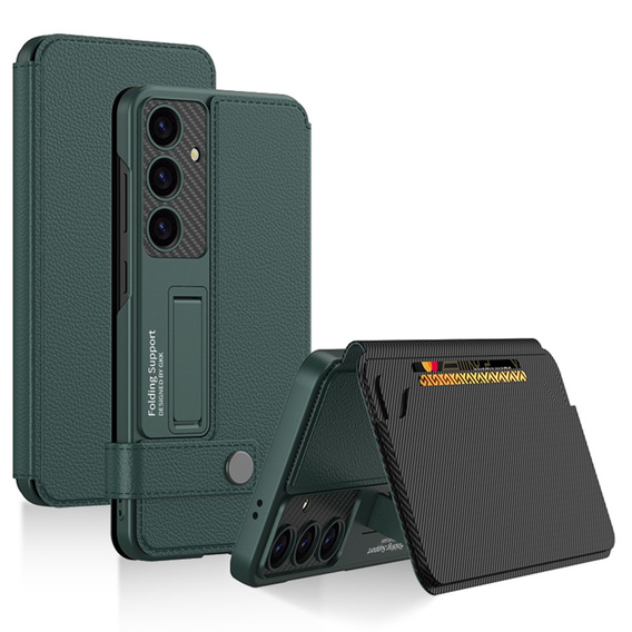 Θήκη με πτερύγιο για Samsung Galaxy S25, GKK Card Slot Wallet, πράσινη