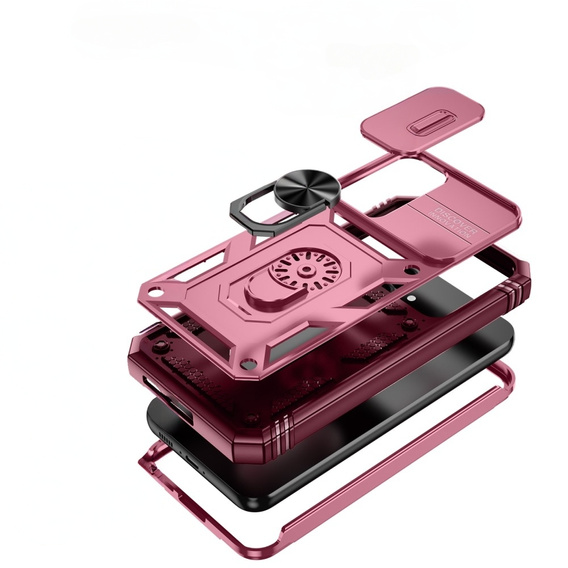 Θήκη για Samsung Galaxy S23 FE, CamShield Slide, ροζ / κόκκινο