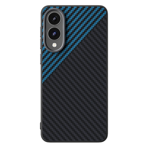 Η θήκη ABEEL για το Samsung Galaxy S25 Edge, Carbon Fiber, για MagSafe, μαύρο / μπλε