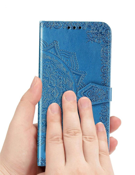 Θήκη με πτερύγιο για Oppo Reno 12, Mandala, μπλε