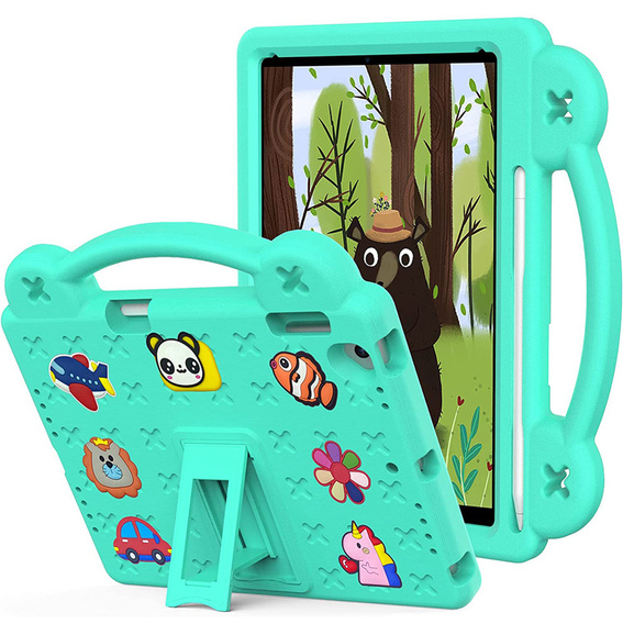 Παιδική θήκη για iPad 9.7" 2018/2017 (6/5 gen.) / Pro 9.7" 2016, Cute Patterns, με βάση, πράσινη