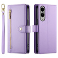 Θήκη με πτερύγιο για Samsung Galaxy S25 Edge, Wallet Zipper Pocket, μωβ