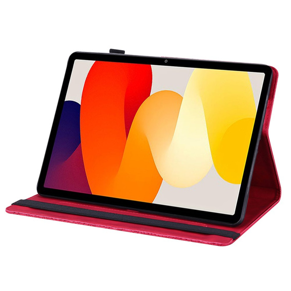 θήκη με πτερύγιο για Xiaomi Redmi Pad SE 11", flower, κόκκινη