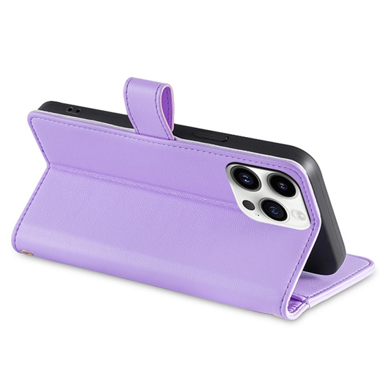 Θήκη με πτερύγιο για iPhone 14 Pro, Wallet Zipper Pocket, μωβ