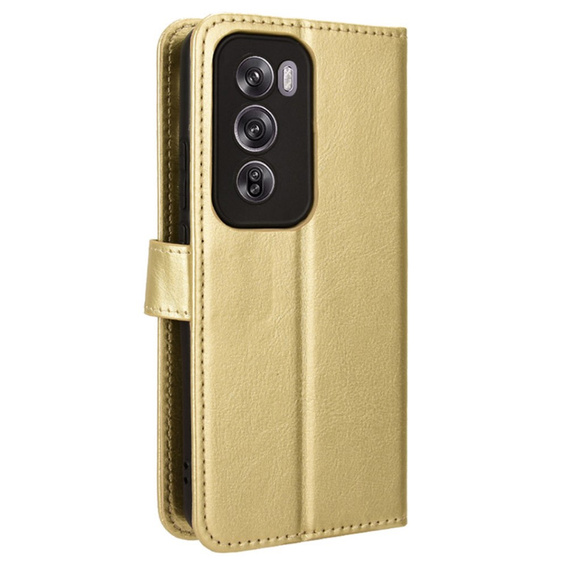 Θήκη με πτερύγιο για Oppo Reno 12, Crazy Horse Wallet, χρυσή