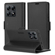 Θήκη για Xiaomi 14T, ERBORD Glossy Litchi, πορτοφόλι με πτερύγιο, μαύρη