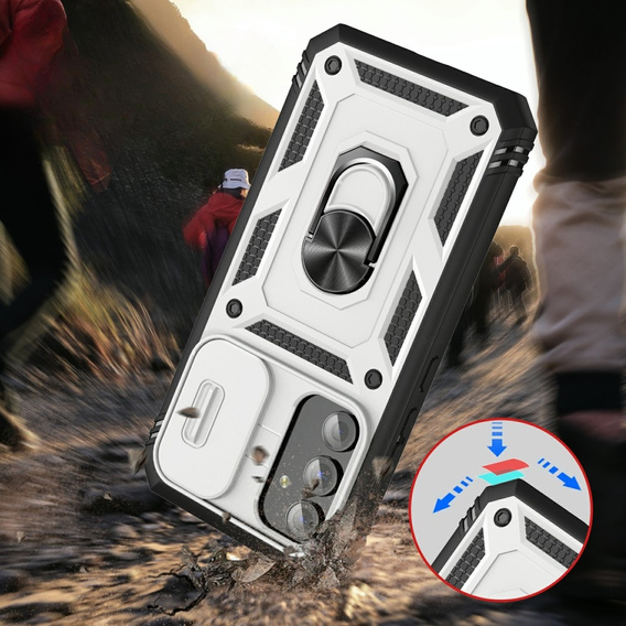 Θήκη για Samsung Galaxy A54 5G, CamShield Slide, λευκό / μαύρο