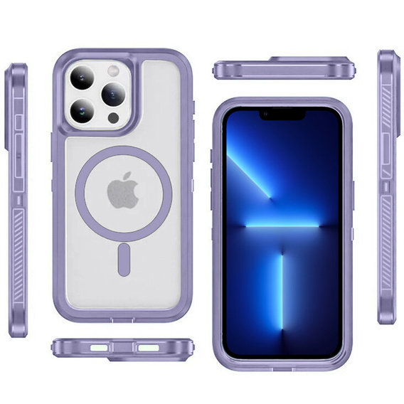 Θήκη με πλαίσιο για iPhone 13 Pro, για MagSafe, διαφανής / βιολετί