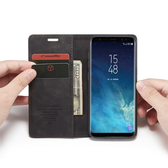 θήκη CASEME για Samsung Galaxy S8, Leather Wallet Case, μαύρη