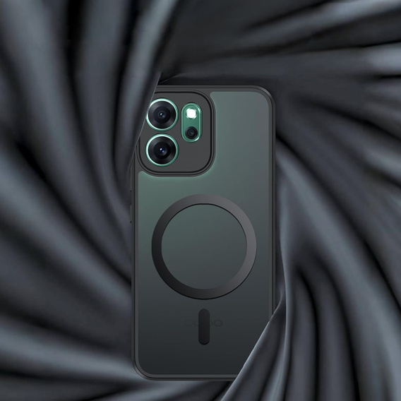 Ματ θήκη για Oppo Reno 14F, για MagSafe, ημιδιαφανές μαύρο