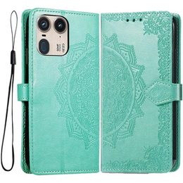 Θήκη με πτερύγιο για Motorola Edge 50 Ultra, Mandala, πράσινη