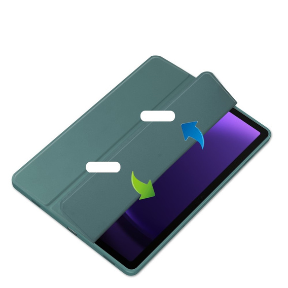 Θήκη για Samsung Galaxy Tab S10 Lite / S10 FE / S9 FE, Smartcase Hybrid, με χώρο για γραφίδα, σκούρα πράσινη
